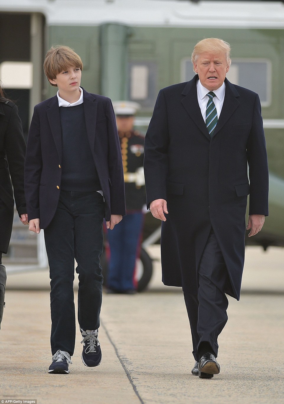Barron is already almost as tall as his father, despite only being ten years old